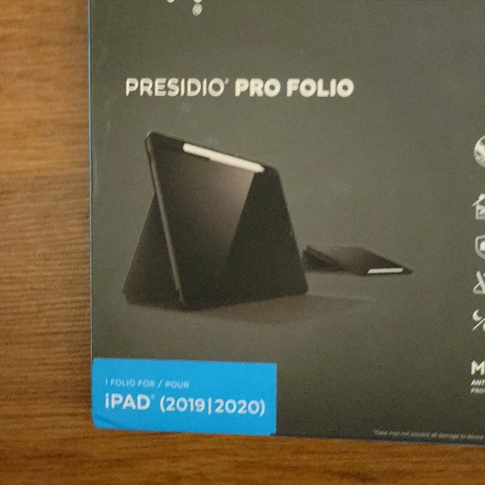 Speck Presidio Pro Folio iPad 2019/2020 black Antimicrobial case adjustable NEW…